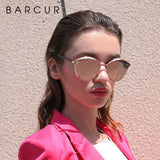 BARCUR Luxury Polarized Round Sunglasses for Women Lunette De Soleil Femme