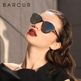 BARCUR Luxury Polarized Round Sunglasses for Women Lunette De Soleil Femme