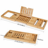 Bamboo Bathtub Caddy Shower Rack Bath Tub Tray Organizer Book/Pad/Tablet/Wine Glass Holder, Bath Bombs & Body Wash are Free Gift