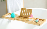 Bamboo Bathtub Caddy Shower Rack Bath Tub Tray Organizer Book/Pad/Tablet/Wine Glass Holder, Bath Bombs & Body Wash are Free Gift