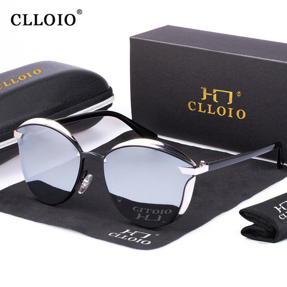 CLLOIO Fashion Women Polarized Sunglasses Ladies Cat Eye Luxury Sun Glasses Round Vintage Female Shades Lunette De Soleil Femme